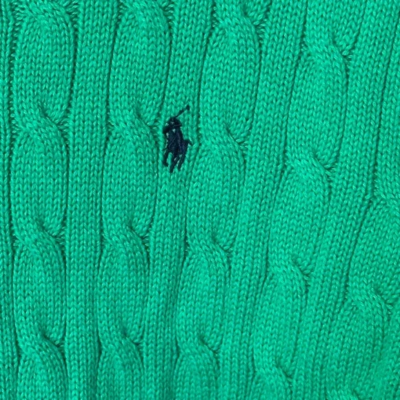 Polo Ralph Lauren Men’s XL Cable Knit Sweater Green 100% Cotton Crewneck - Picture 4 of 7